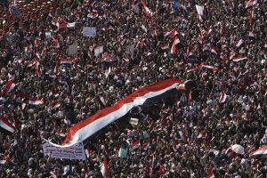 جانب من الحشود المصرية التي شهدتها ميادين وشوارع مصر خلال يناير وفبراير 2011 ( الارشيف)