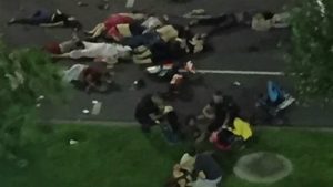 Bodies of the victims in the street