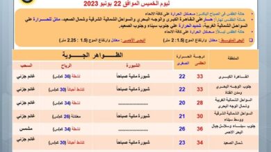 الظواهر الجوية المتوقعة في مصر غدا الخميس 22 يونيو 4