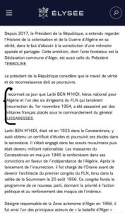 ماكرون يعترف بجرائم فرنسا الاستعمارية وقتل القيادي الجزائري العربي بن مهيدي 2